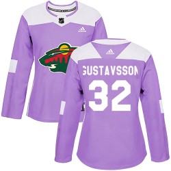 Filip Gustavsson Minnesota Wild Women's Adidas Authentic Purple Fights Cancer Practice Jersey