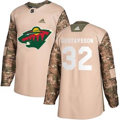 Filip Gustavsson Minnesota Wild Youth Adidas Authentic Camo Veterans Day Practice Jersey