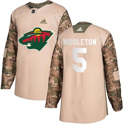 Jake Middleton Minnesota Wild Men's Adidas Authentic Camo Veterans Day Practice Jersey