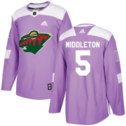 Jake Middleton Minnesota Wild Men's Adidas Authentic Purple Fights Cancer Practice Jersey