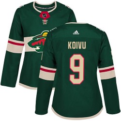 Mikko Koivu Minnesota Wild Women's Adidas Authentic Green Home Jersey
